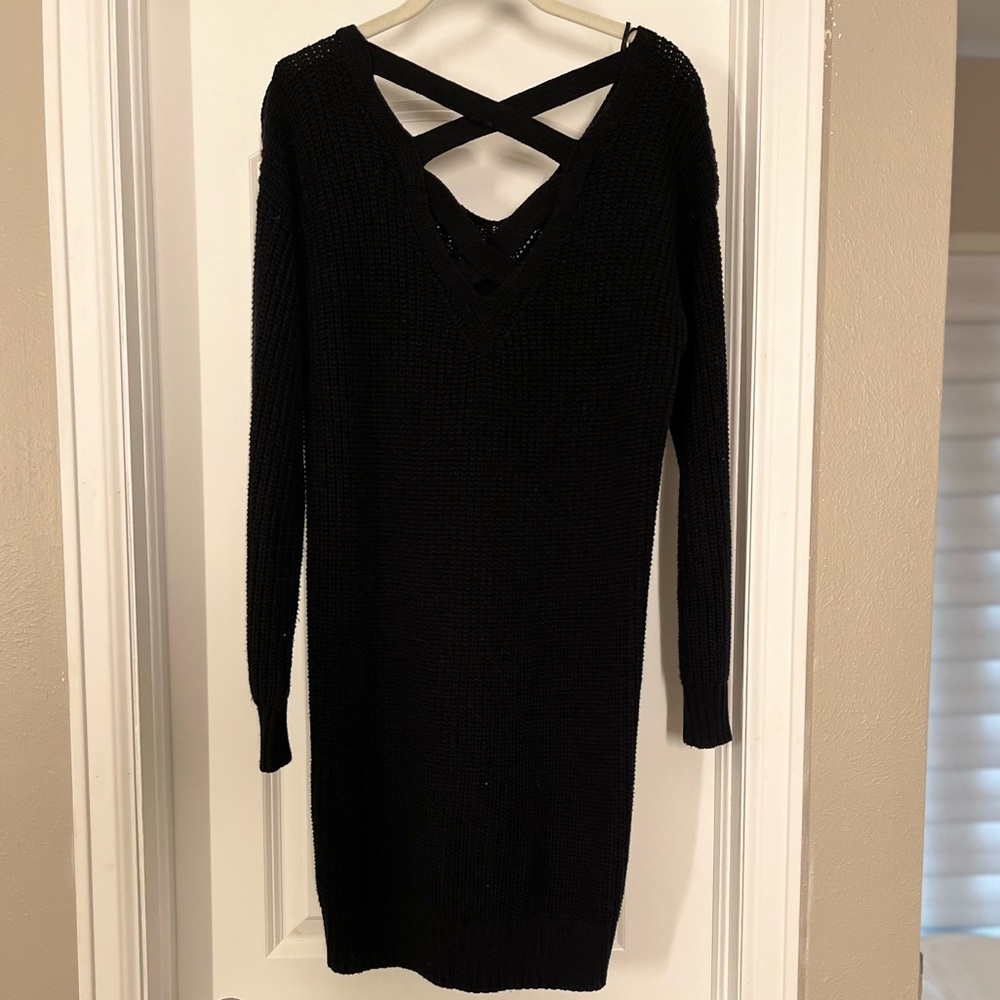 Hollister Black Cable Knit Sweater Dress